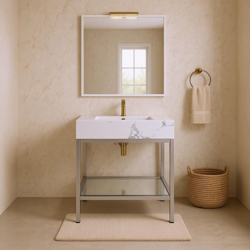 Kirshbaum 24" Single Bathroom Vanity, Brushed Chrome, White