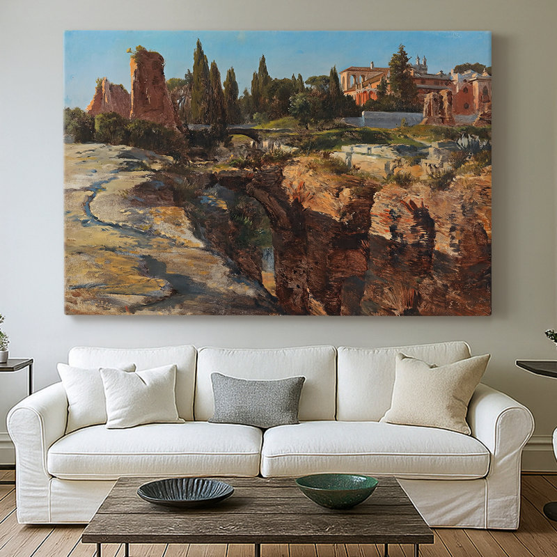 Ruines romaines - Edward Theodore Compton - Toile tendue avec châssis-c. Fin du 19e siècle / début du 20e siècle, 32 x 48