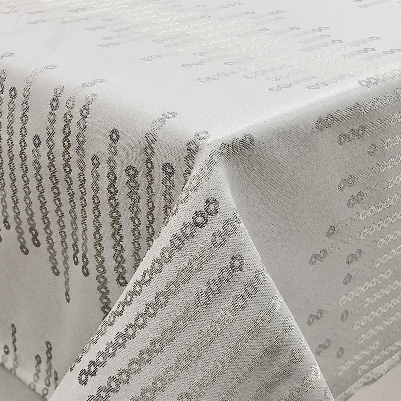 Shimmering Yarn Dyed Metallic Jacquard Sequins Look Woven Table Linen, 84" x 60"