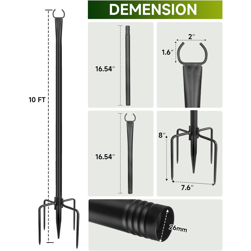 Ensemble de 6 lampadaires pour l'extérieur - 10 pi