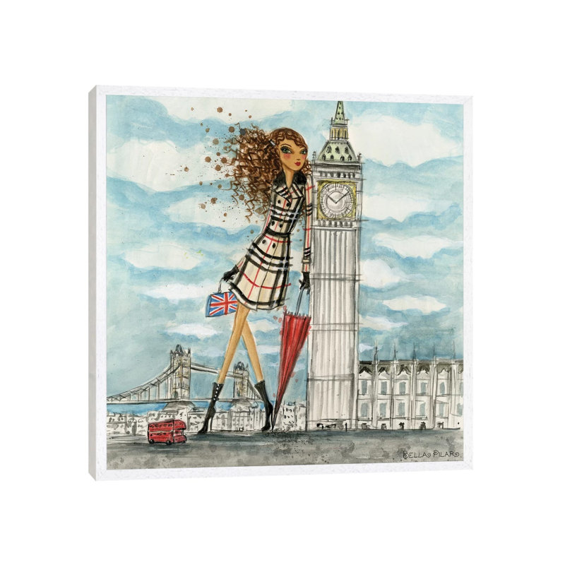 London by Bella Pilar - Painting on Canvas, 93.98 cm H x 93.98 cm W, White Floater Framed