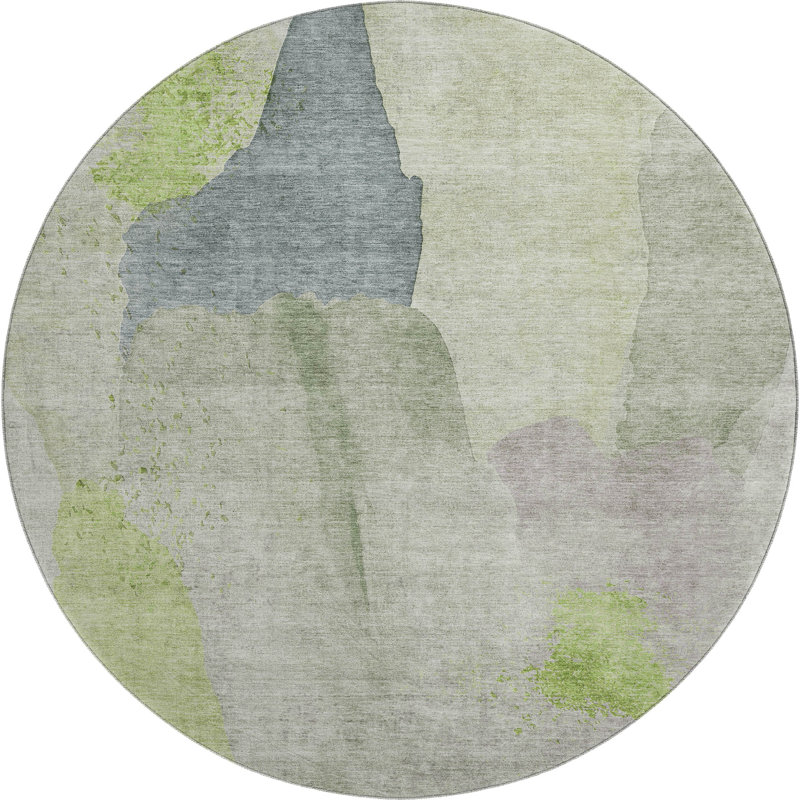 Tapis abstrait lavable à la machine Premium, Rond 8 pi