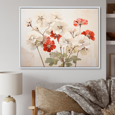 " Minimalism Red And Beige Geraniums "