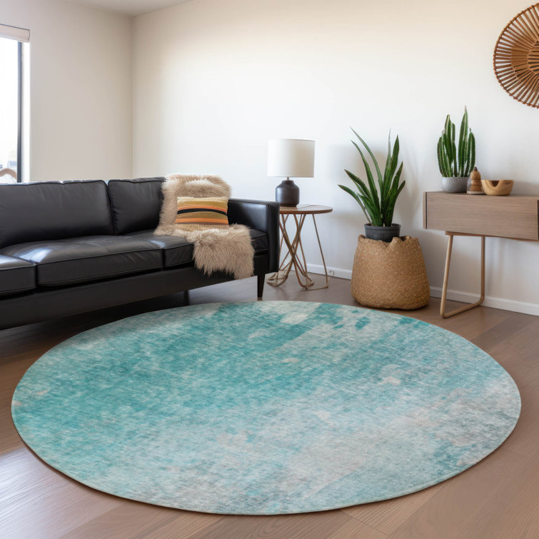 Premium Machine Washable Cerrito AMF562 Teal Rug