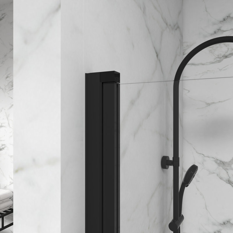 ° Pivot Glass Shower Door Modern Black Bathroom