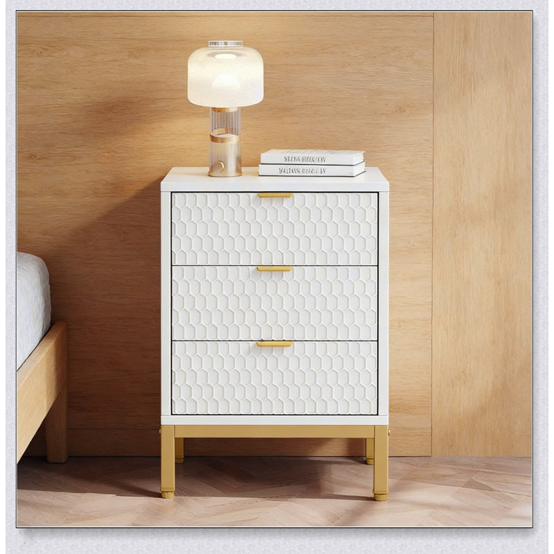 Grande table de chevet de style nordique avec 3 tiroirs