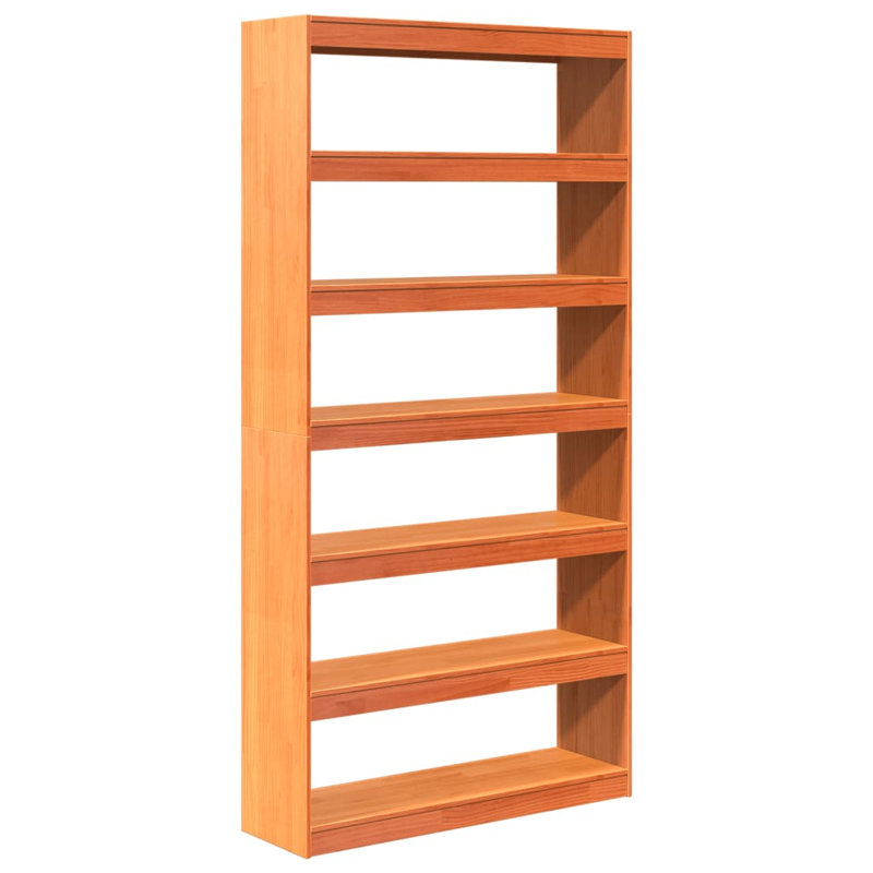 Jamaurion Solid Wood Standard Bookcase, Wax Brown, (6 Shelves) 199.5cmH x 100cmW x 30cmD