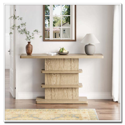 63"Vintage Narrow Console Table with 2 Tier Open Storage Shelves,Stylish Design High Weight Capacity,Suitable for Living Room,Hallway, Corridor and Bedroom