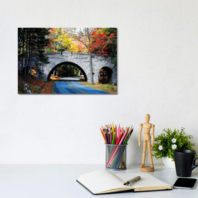 Stone Bridge Over A Carriage Road by George Oze - Wrapped Canvas Print