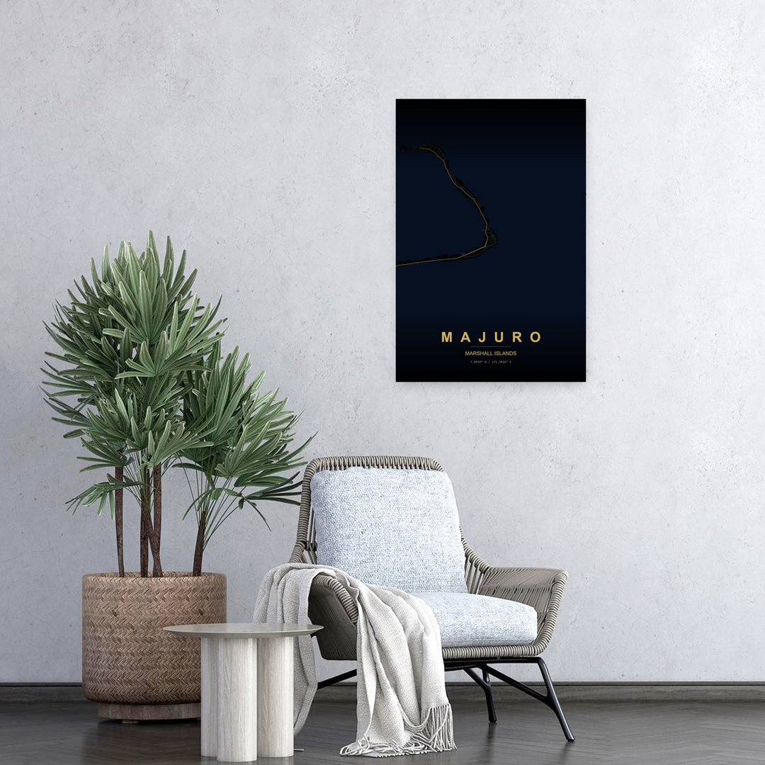 Majuro Marshall Islands Map Abstract Elegant Minimalist City Ocean Wall Art Print