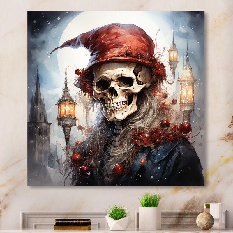 Cauchemar avant Noël Graveyard I - art mural mode crâne en métal, H 16 po x l 16 po x P 1 po