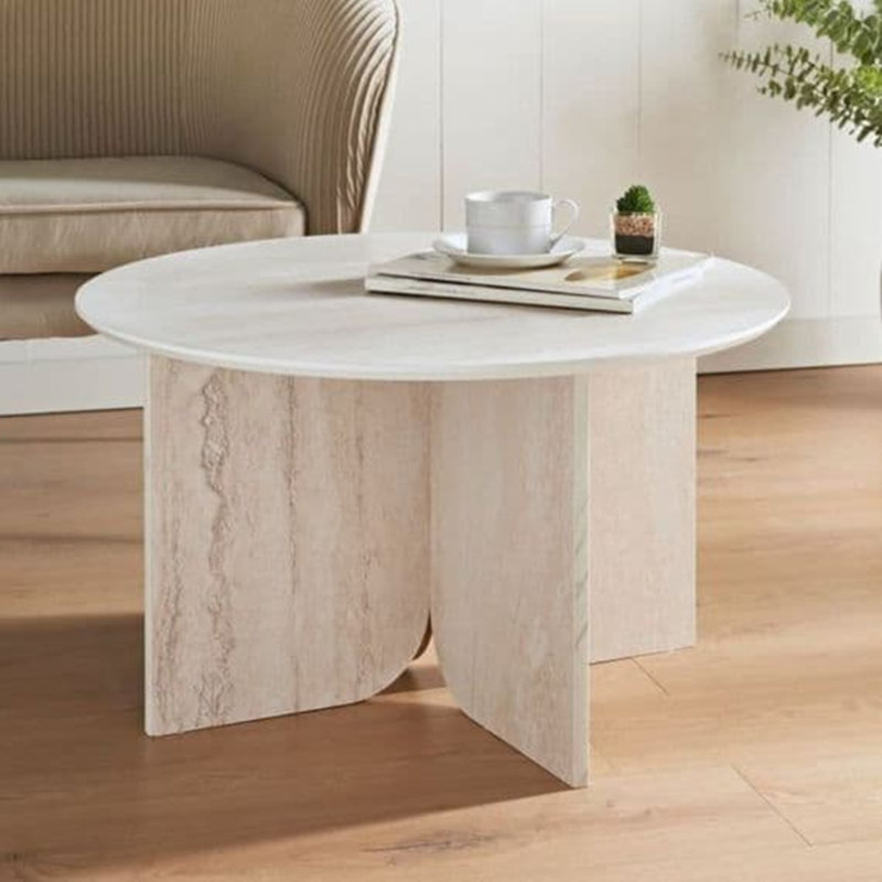 Modern Travertine Finish Square Coffee Table 70cm