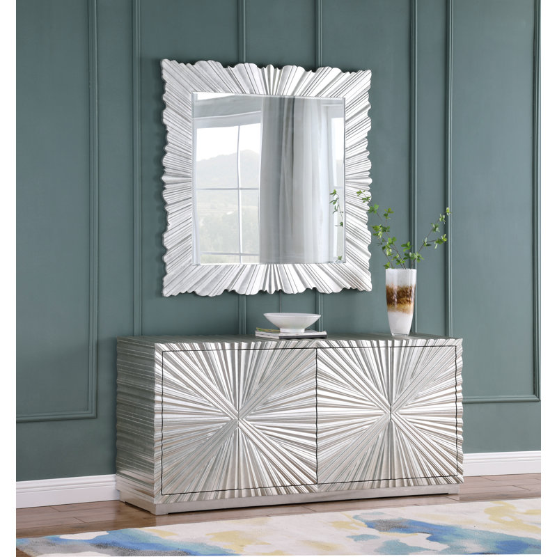Dickson Wood Concave Wall Mirror, Silver