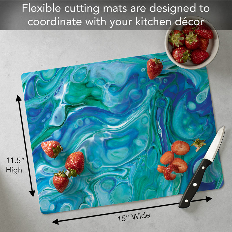 Chop Chop Blue Fluidity 1 Pack Designer Flexible Cutting Mat 15 Inch By 11.5 Inch
