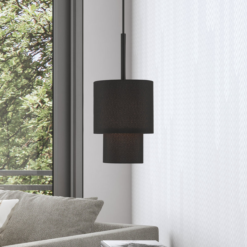 Luminaire suspendu tambour 1 lumière Gebelein, Noir, Noir