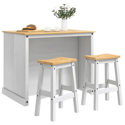 Solid Wood Kitchen Island Set
