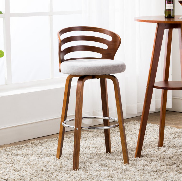 Tabouret de bar rotatif 28 po Hargrave, gris, Tissu