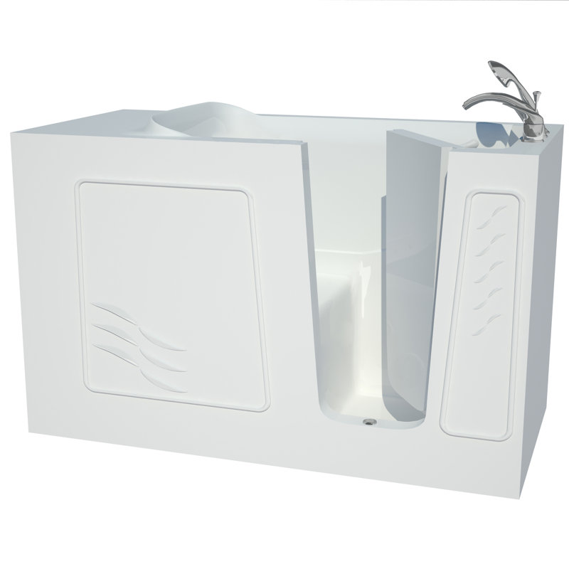 Captains Series 59'' x 30'' Soaking Fiberglass Bathtub with Faucet, Right