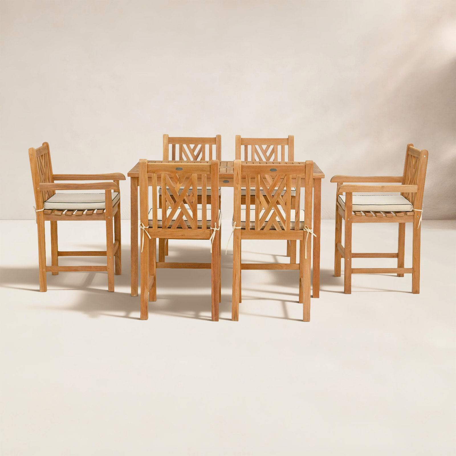 Leahny Teak Patio Dining Set, 55" L x 35.5" W x 43" H