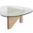 Issie Triangular Coffee Table – Tempered Glass Top with Stained Rubberwood Cross Base, Modern Living Room Accent Table with Anti-Slip Pads Centerpiece-1996745268
