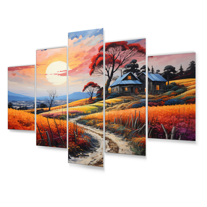 Farmhouse Farmstead Abstractions Pointillism II Landscape & Nature Wall Decor on Metal