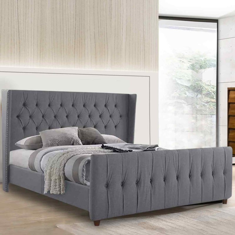 Upholstered Bed, Single (3'), Grey