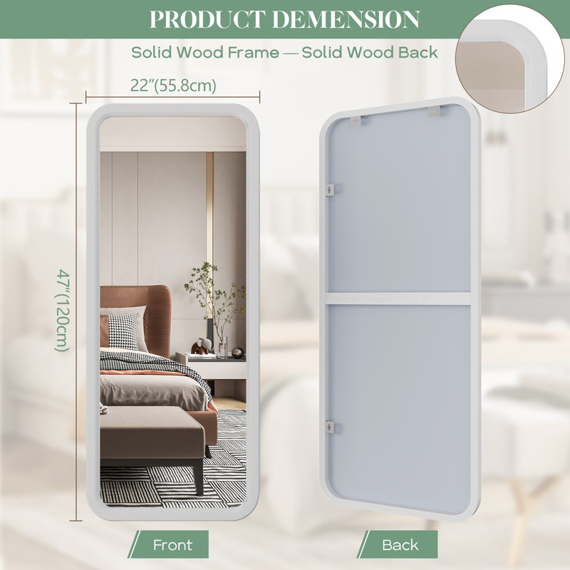 Sherrelle Solid Wood Rectangle Mirror, White