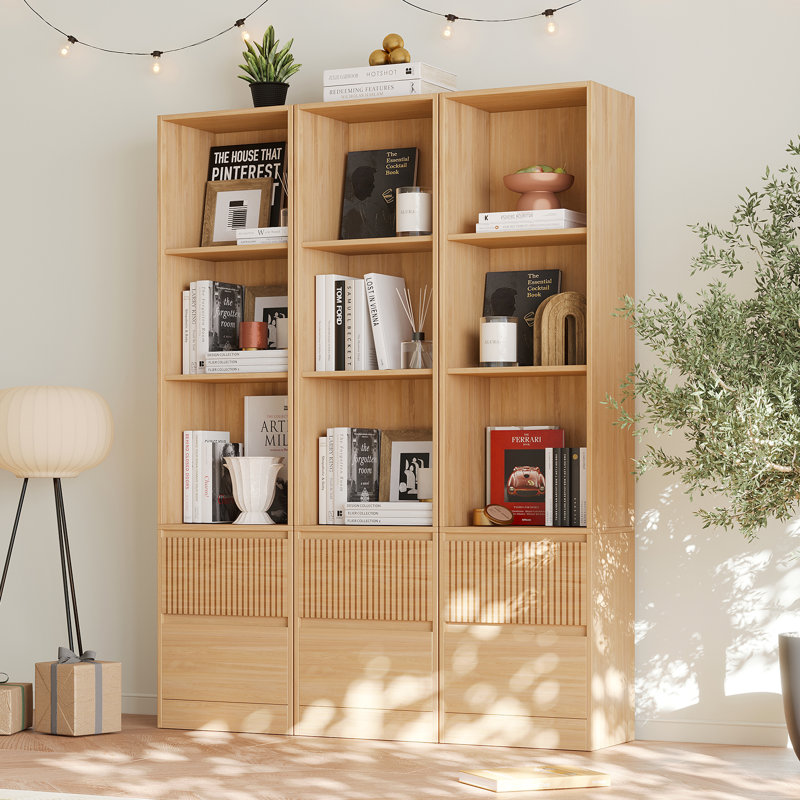 Branigans 3 Pcs 3-Tier Cube Bookshelf Storage Cabinet With Double Drawer And Shelf