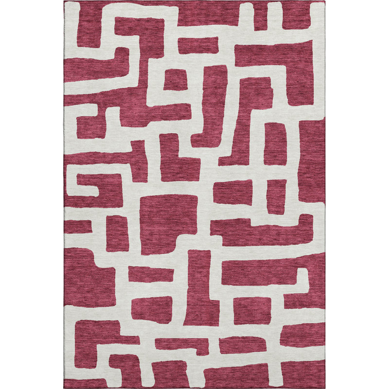 Premium Machine Washable Prisco Garnet Rug, Rectangle 2'6" x 3'10"
