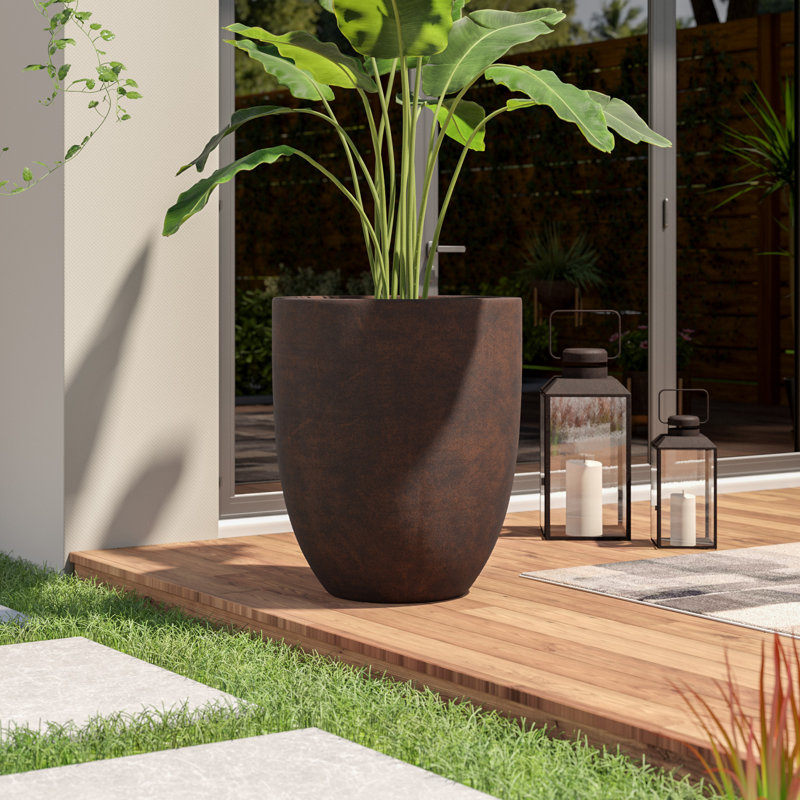 Jardinière en fibre de verre Kliebert, H 13 po x l 11 po x P 11 po, Rouille clair