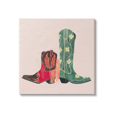 Patterned Cowgirl Boots Canvas Wall Art by Grace Popp