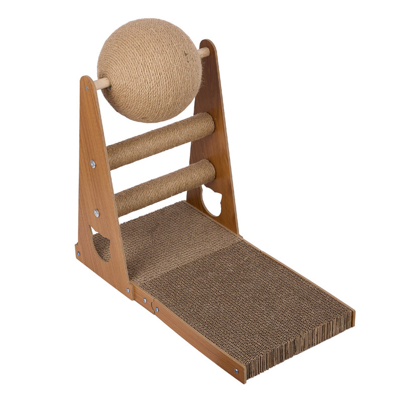 L-Shaped Cat Scratcher with Cat Scratching Ball
