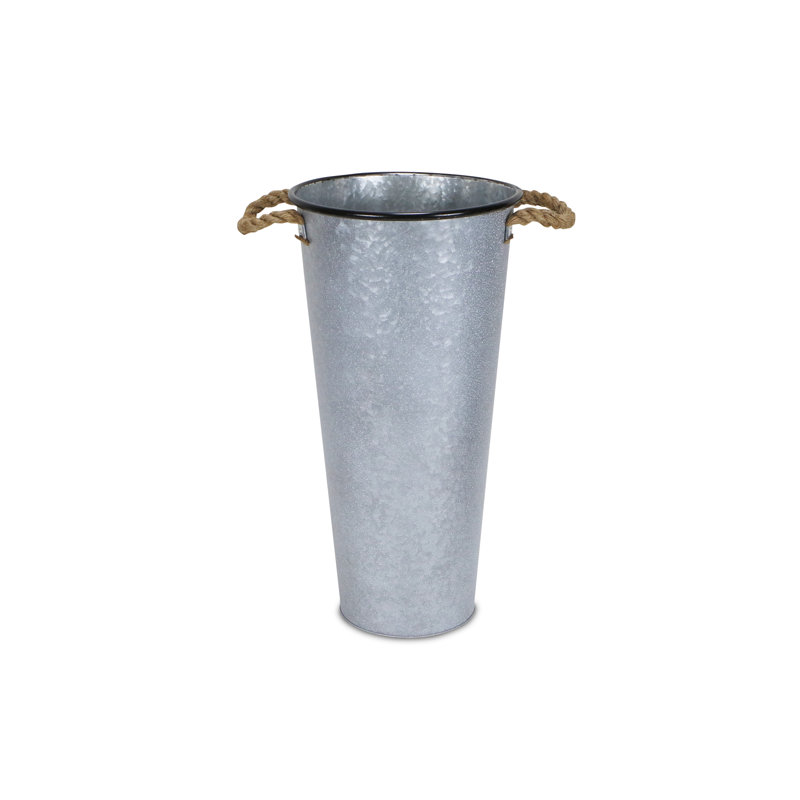 Seau en métal français, H 22 po x l 11,25 po x P 11,25 po