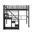 Lit mezzanine simple en métal avec escalier de rangement et garde-robe-114344384