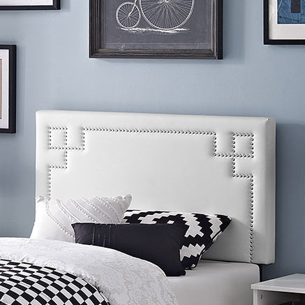 Modway Josie Fabric Headboard, White, Queen