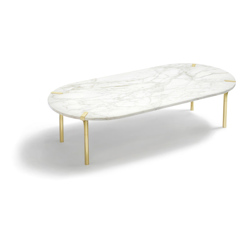 Sereno Marble Coffee Table, Polished Gold