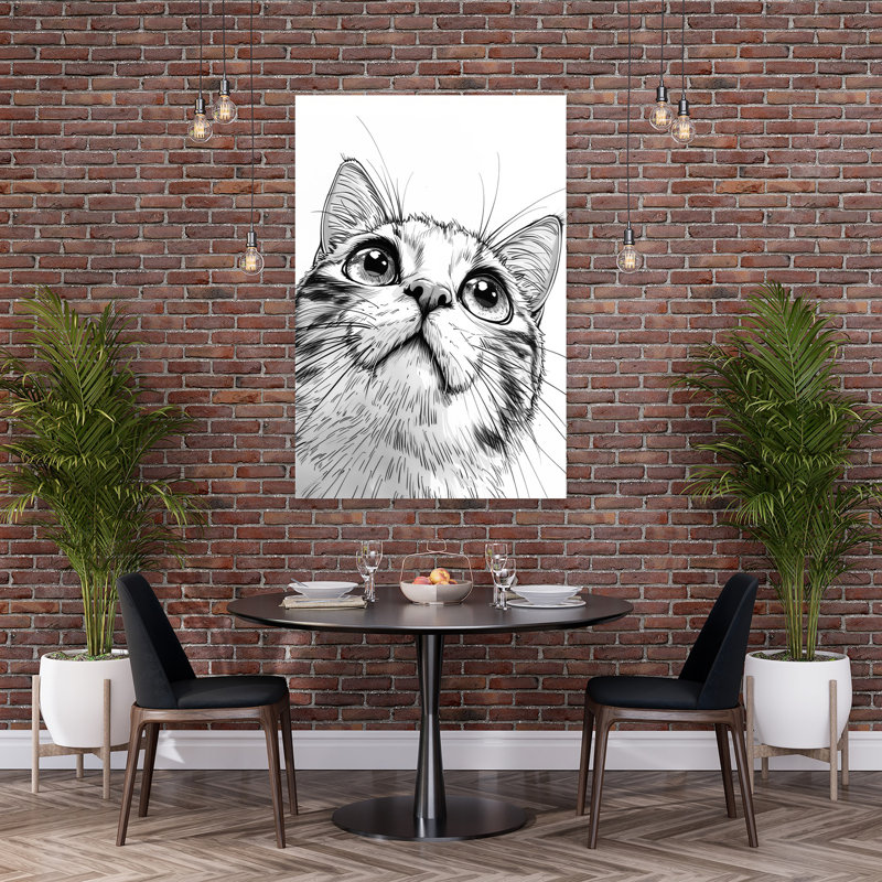 «Curious Cat Looking Contemporary», art mural, H 60 po x l 40 po