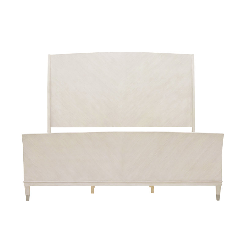 Beige King Transitional Wood Panel Bed with Headboard