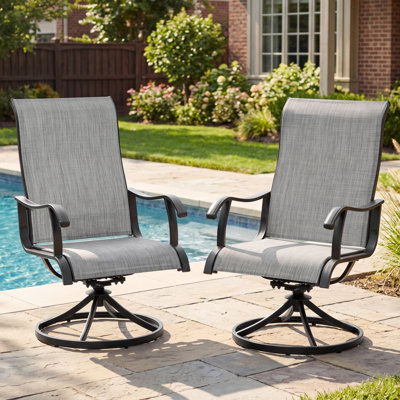Patio Textilene Dining Chairs, Smooth 360-Degree Swivel