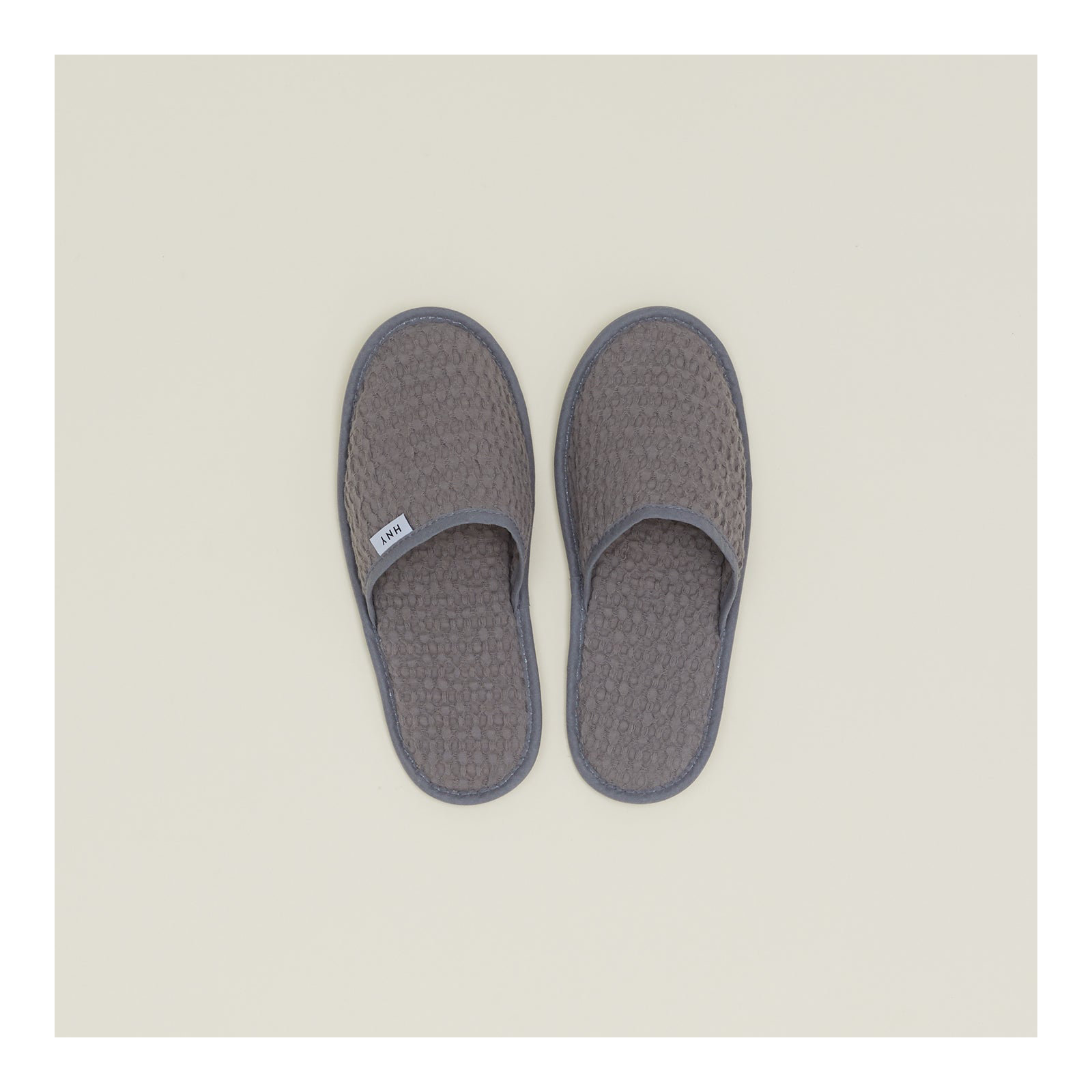 Simple Cotton Waffle Slippers, Medium, Dark Gray