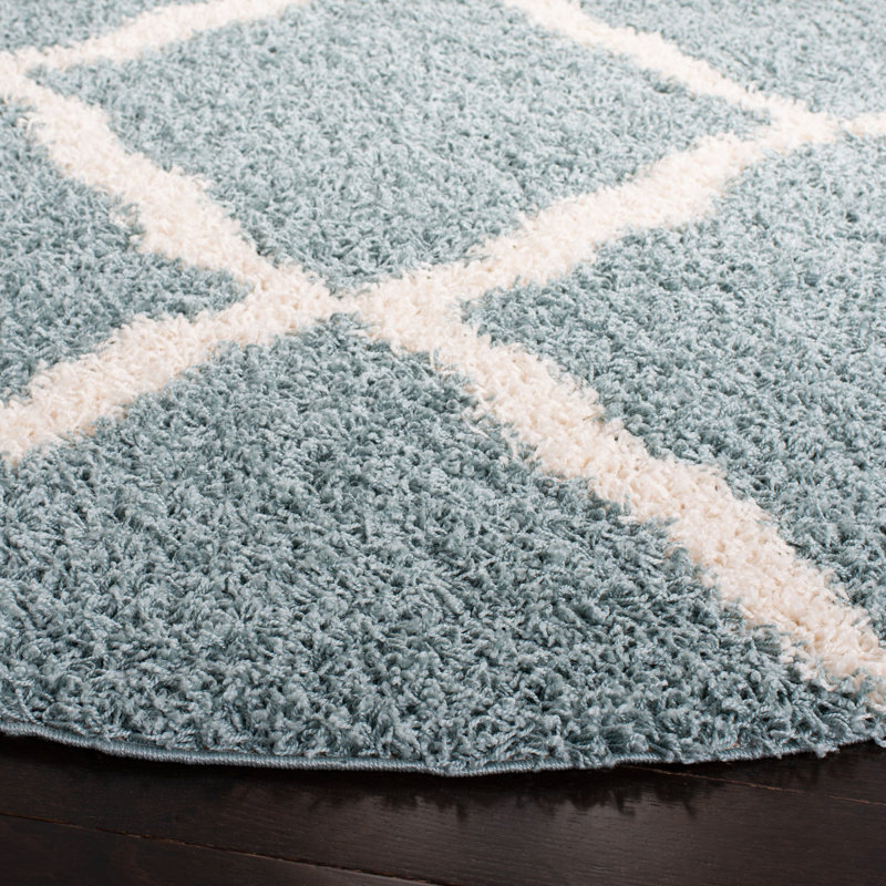 Tapis en polypropylène écume de mer / ivoire Alonnah, Rond 4 pi