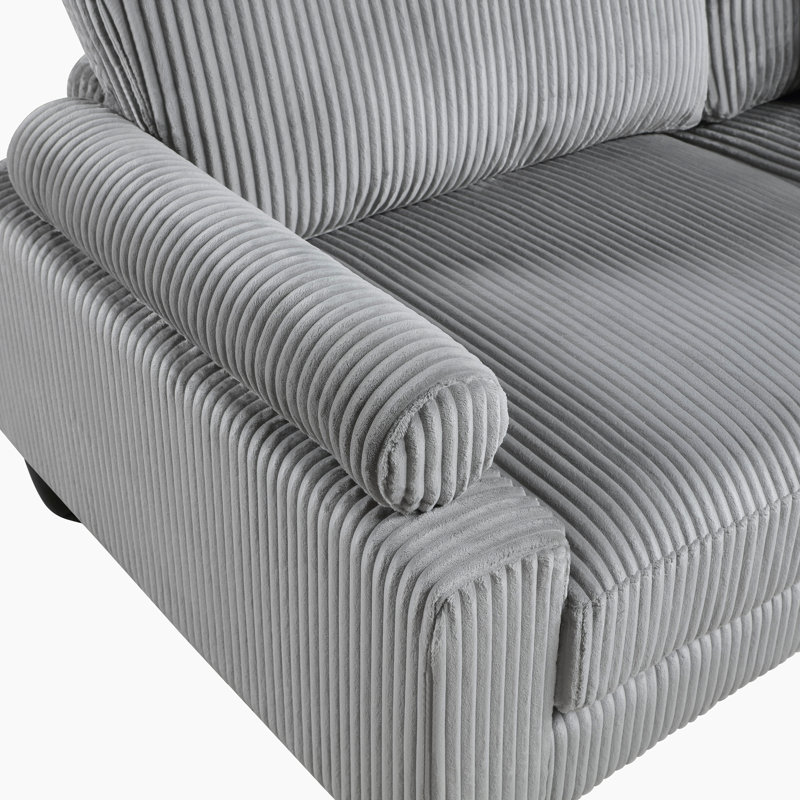 Loowit Katara 40.0"W Modern Corduroy Modular Corner Chair – Upholstered Lounge Chair with Reversible Cushions & Matching Pillows