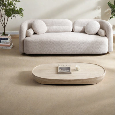 Spacious Boucle Sofas, Solid Wood Modern Couch For Home Family Room
