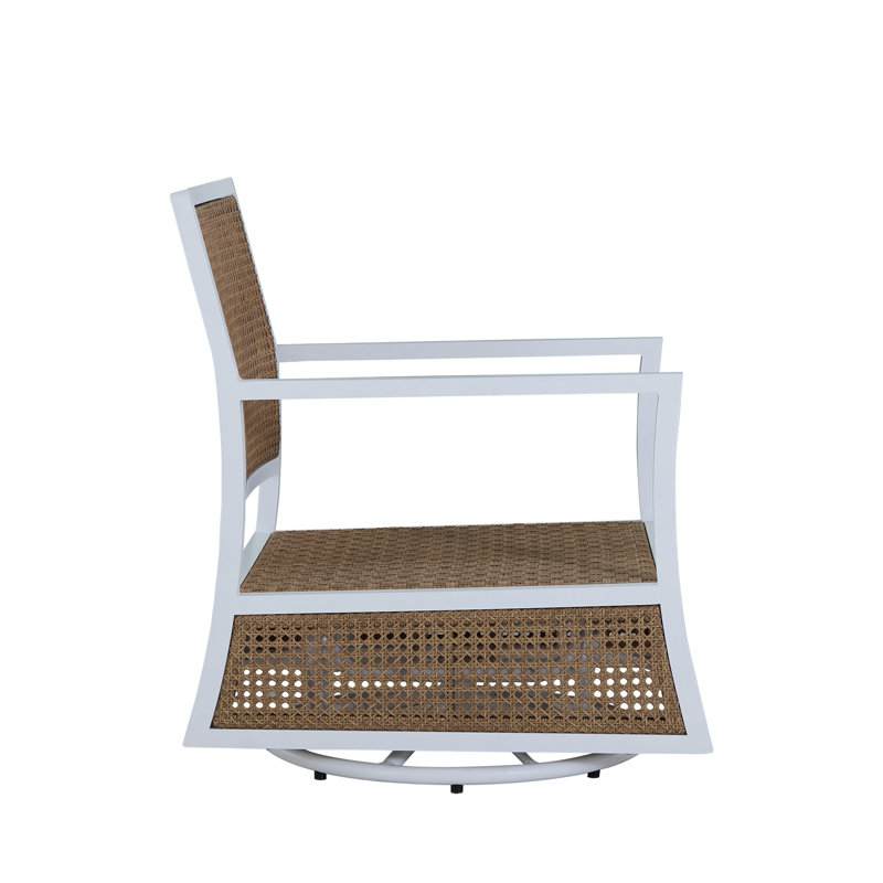 Bermuda Aluminum and Cane Glider Lounge, Welt + Standard Fill, Availa Natural White, Chalk/Natural Cane