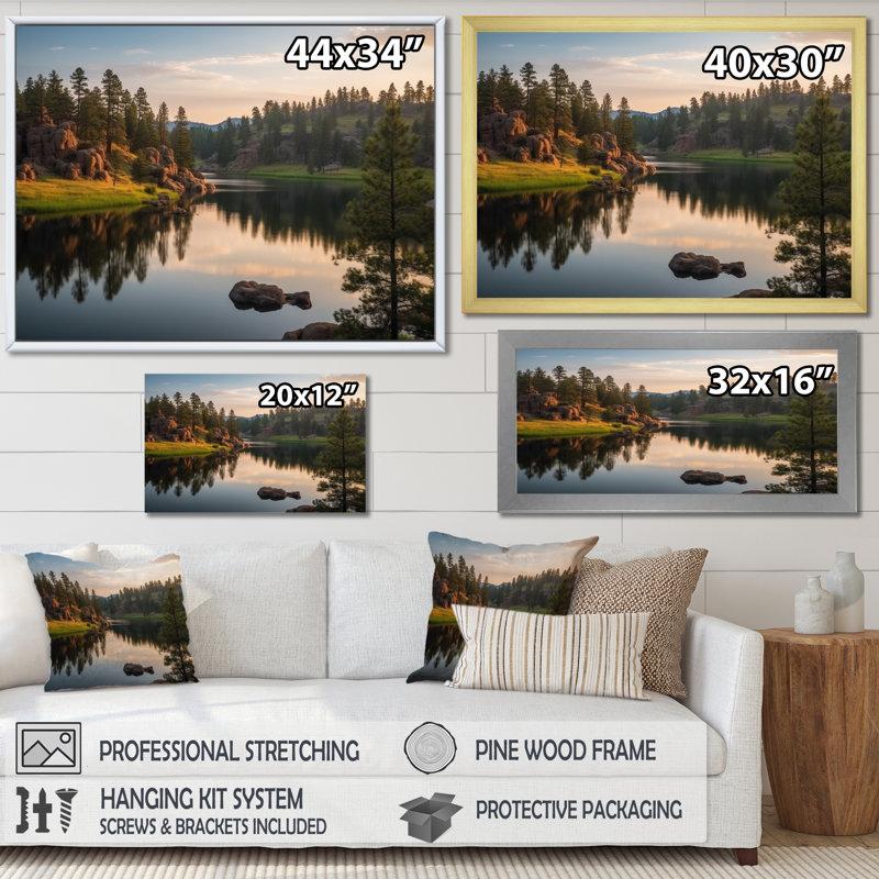 South Dakota Custer State Park Serenity I - salon d'art mural du Dakota du Sud, H 30 po x l 40 po x P 1,5 po, Toile tendue