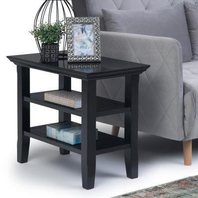 Acadian Solid Wood Transitional Square End Table with 2 Open Shelves