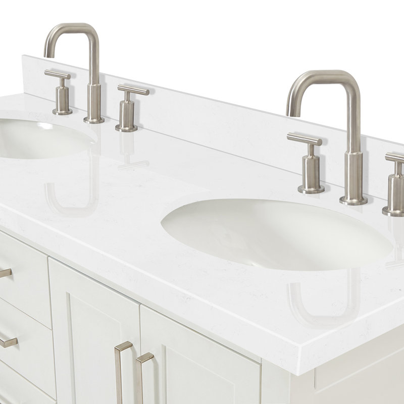 ARIEL Magnolia 60 Double Sink Bathroom Vanity with Top, Oval, White
