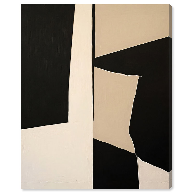 Modern Black and Beige Abstract Canvas Wall Art, 30" x 36"