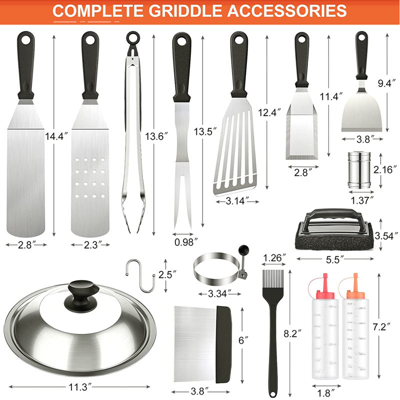 Stainless Steel Non-Stick Dishwasher Safe Grilling Tool Set