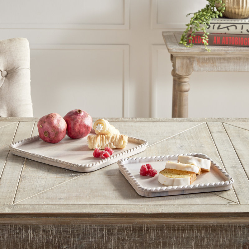 Solid Wood Decorative Tray, White